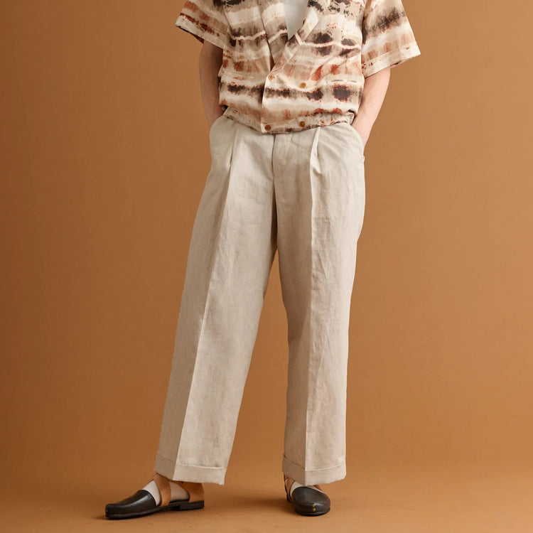 HAVERSACK / Linen chambray semi-flared pants