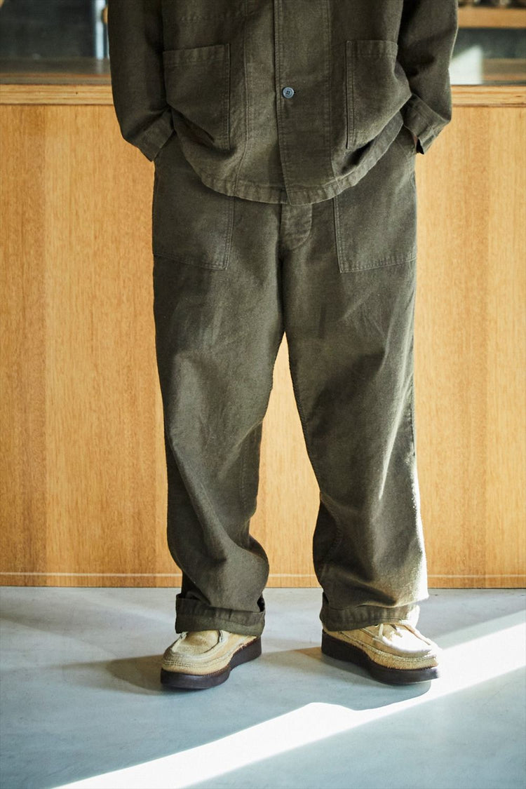 orslow RELAX FIT COTTON LINEN MOLESKIN FATIGUE PANTS COFFEE BROWN