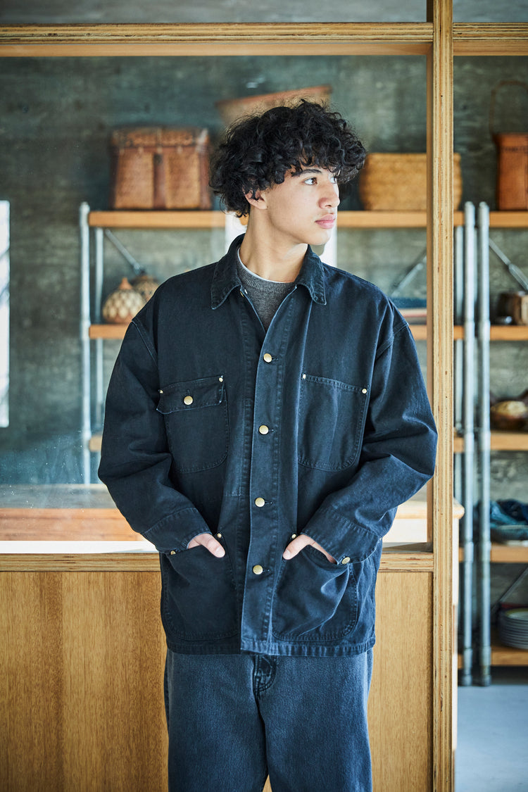 orslow  RELAX FIT OXFORD COVERALL BLACK