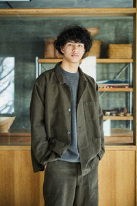 orslow  COTTON LINEN MOLESKIN RELAX FIT SIMPLE WORK JACKET COFFEE BROWN