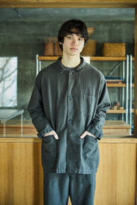 orslow  COTTON LINEN MOLESKIN RELAX FIT SIMPLE WORK JACKET CHARCOAL GRAY