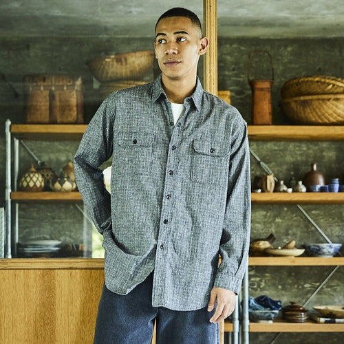 orslow / RELAX FIT WORK SHIRT BLACK CHECK