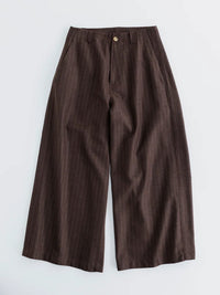 MEYAME  MERINO WOOL STRIPE SIDE LINE WIDE PANTS BROWN