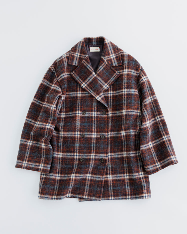 MEYAME  WOOL CHECK DOUBLE COAT
