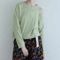 MEYAME / DOT HOLE JACQUARD LONG SLEEVE TEE GREEN