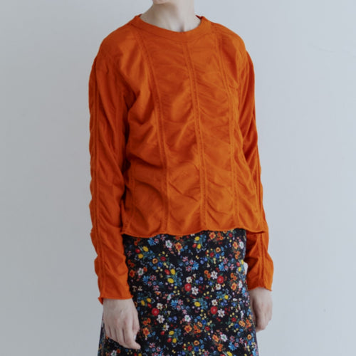 MEYAME / TUCKED JACQUARD PULLOVER ORANGE