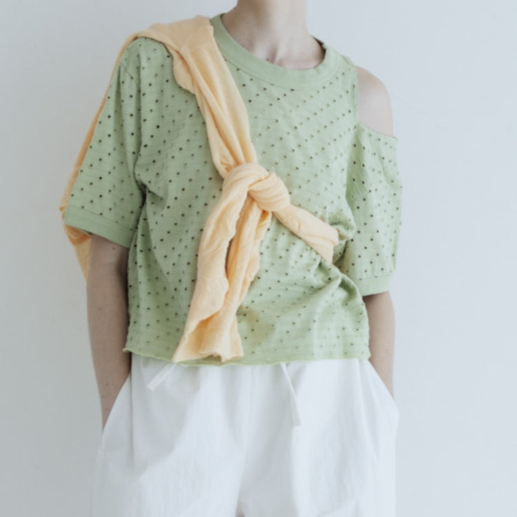 MEYAME / DOT HOLE JACQUARD TEE GREEN