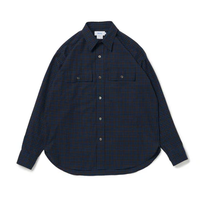 Riprap  FLAP POCKET SHIRT (COTTON VIYELLA) NAVY/BROWN