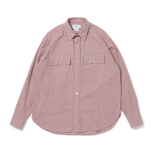 Riprap  FLAP POCKET SHIRT (COTTON VIYELLA) WHITE/RUST