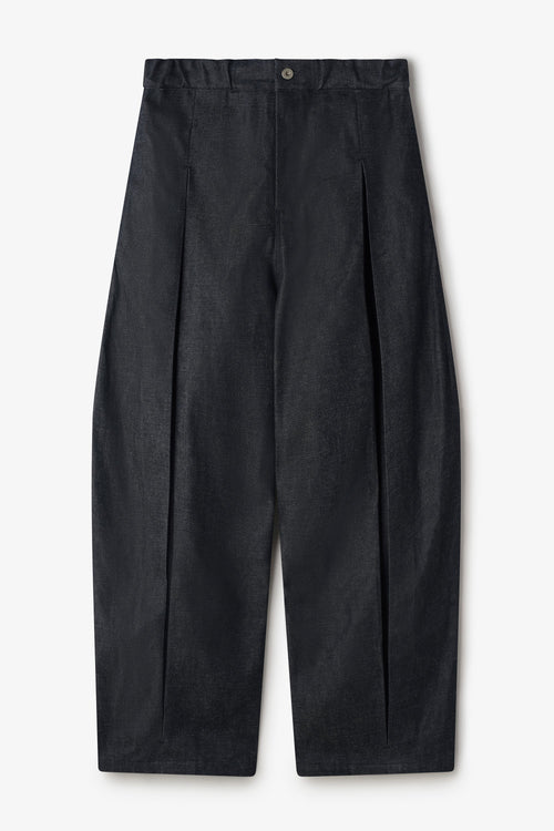 sage NATION  BOX PLEAT TROUSER DENIM RAW BLACK