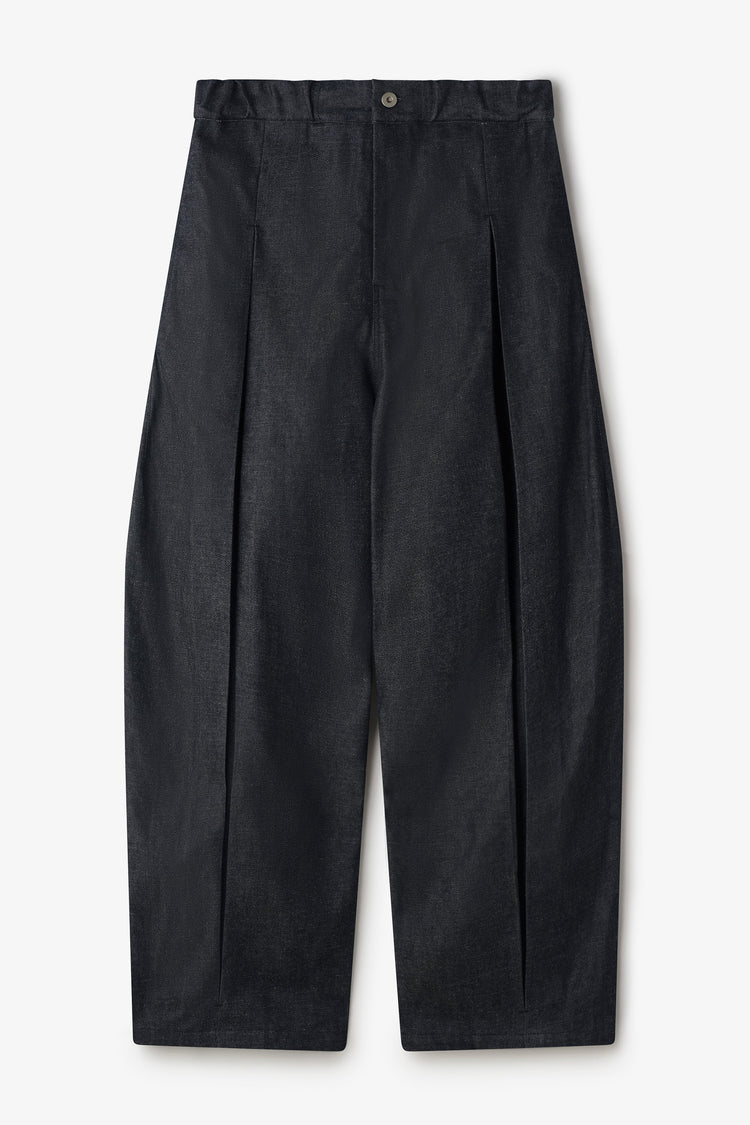 sage NATION  BOX PLEAT TROUSER DENIM RAW BLACK