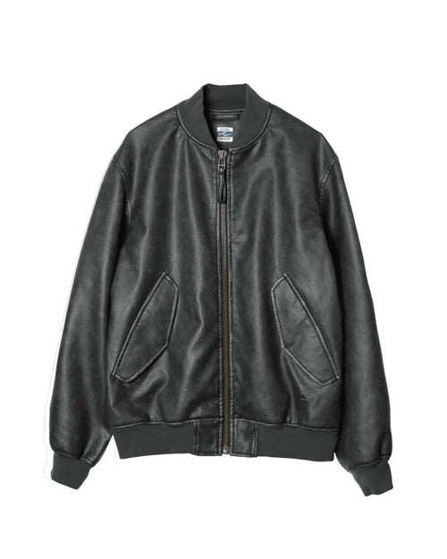 ARMY TWILL VEGAN LEATHER BLOUSON