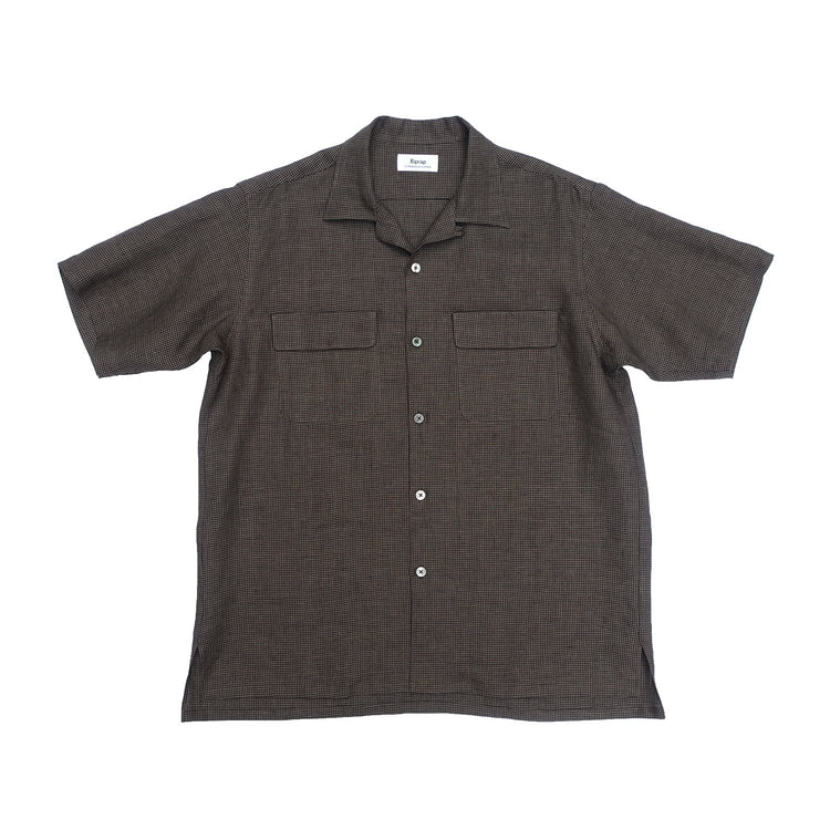 Riprap / OPEN COLLAR SH S/S (LINEN GINGHAM CHECK)