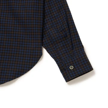 Riprap  FLAP POCKET SHIRT (COTTON VIYELLA) NAVY/BROWN