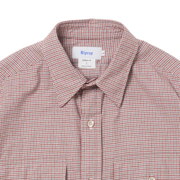 Riprap  FLAP POCKET SHIRT (COTTON VIYELLA) WHITE/RUST