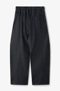 sage NATION  BOX PLEAT TROUSER DENIM RAW BLACK