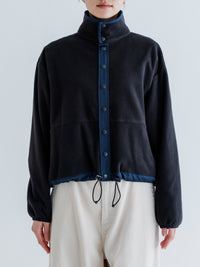 MEYAME  FLEECE SNAP SHORT JACKET BLACK