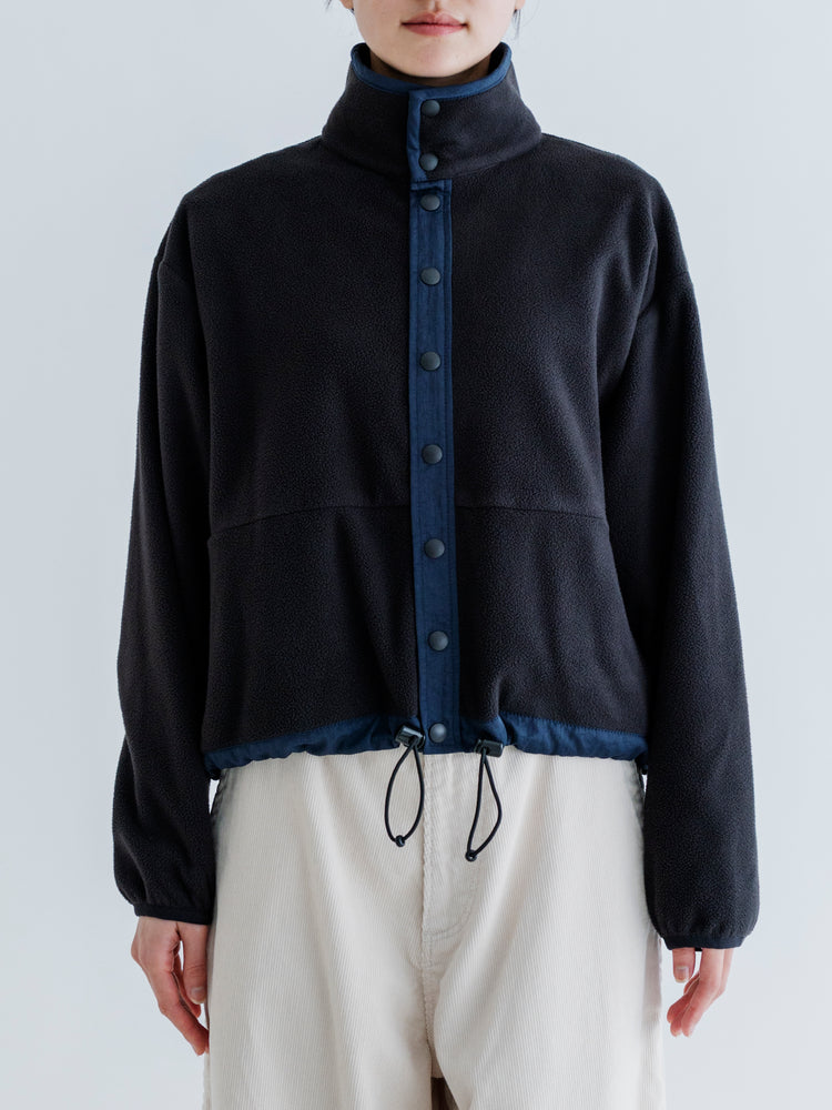 MEYAME  FLEECE SNAP SHORT JACKET BLACK