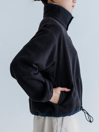 MEYAME  FLEECE SNAP SHORT JACKET BLACK