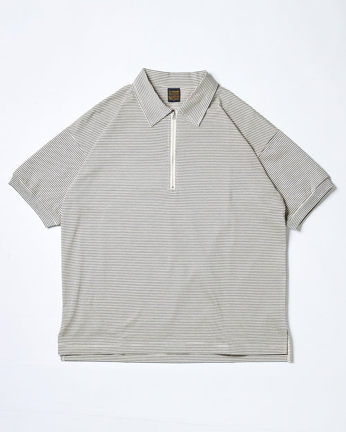 A VONTADE / Compact Border Half Zip Polo SS 9 BK*E