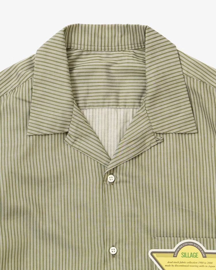 Sillage  re-engineered overshirt long sleeve deadstock green stripe