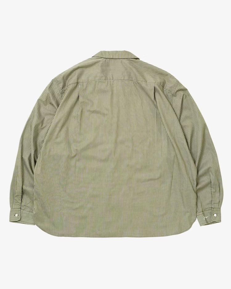 Sillage  re-engineered overshirt long sleeve deadstock green stripe
