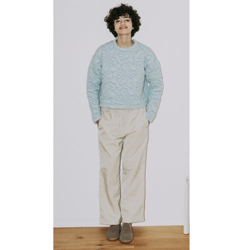 MEYAME / FLOWER QUILTING PULLOVER LIGHT BLUE