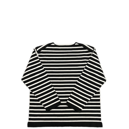 Yonetomi  / WAVE COTTON BASQUE KNIT P/O 〈BOAT NECK〉94 BLACK×WHITE