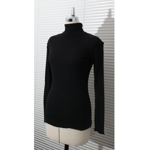 MEYAME / SOFT RIB TURTLENECK BLACK