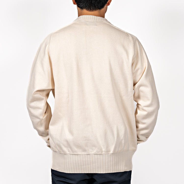 WORKERS  Cotton Saddle Shoulder Sweater, White