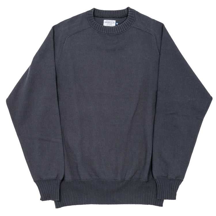 WORKERS  Cotton Saddle Shoulder Sweater, Faded Black