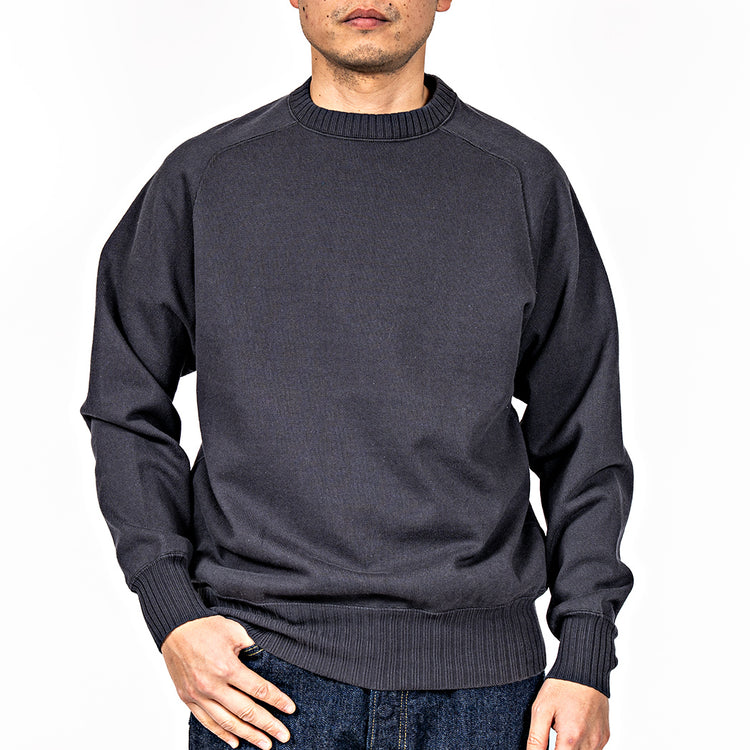 WORKERS  Cotton Saddle Shoulder Sweater, Faded Black