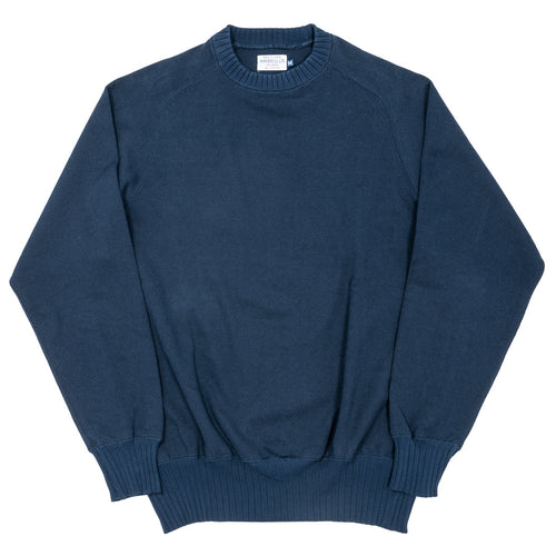 WORKERS  Cotton Saddle Shoulder Sweater, Navy