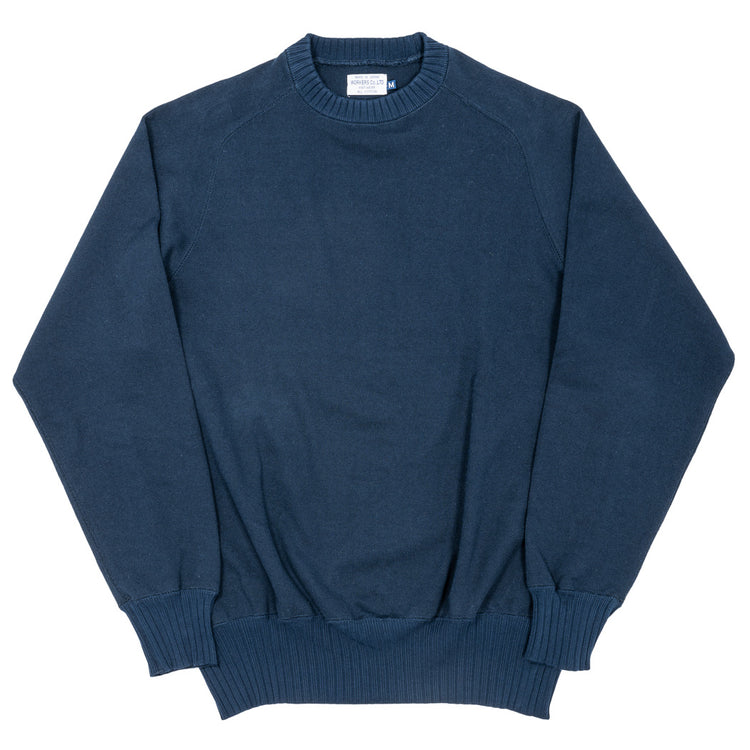 WORKERS  Cotton Saddle Shoulder Sweater, Navy