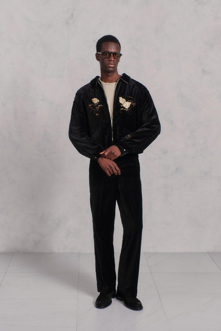 OLD JOE BRAND   STUNNING VELVET SOUVENIR JACKET(Niwatori to Hiyoko)