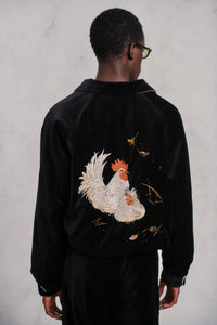 OLD JOE BRAND   STUNNING VELVET SOUVENIR JACKET(Niwatori to Hiyoko)