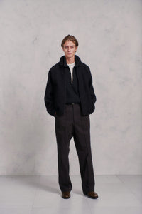 OLD JOE BRAND   QUATER ZIP SILK NEP RIBED SHIRTS ONYX