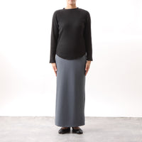 M-SIC/ Ribbed cardboard knit I-line EASY long skirt 