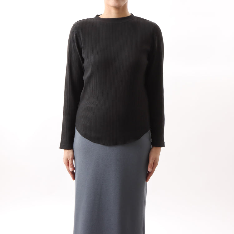 M-SIC/ Ribbed cardboard knit I-line EASY long skirt 