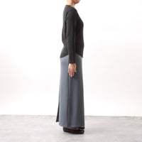 M-SIC/ Ribbed cardboard knit I-line EASY long skirt 