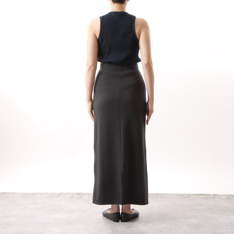 M-SIC/ Ribbed cardboard knit I-line EASY long skirt 