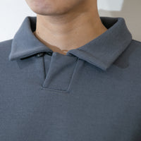 BAMME/ Ribbed cardboard knit key neck polo shirt unisex 