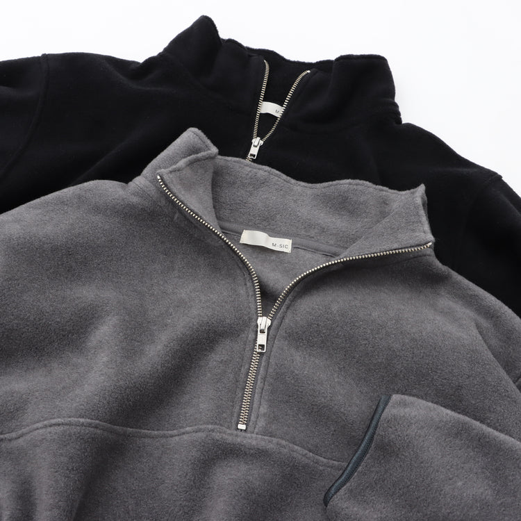 M-SIC/ Oversized Recycled Polyester Eco Fleece Half Zip Pullover Unisex 